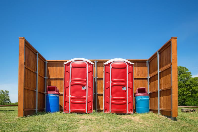 Short-term porta potty units staged for delivery in Greenville, South Carolina